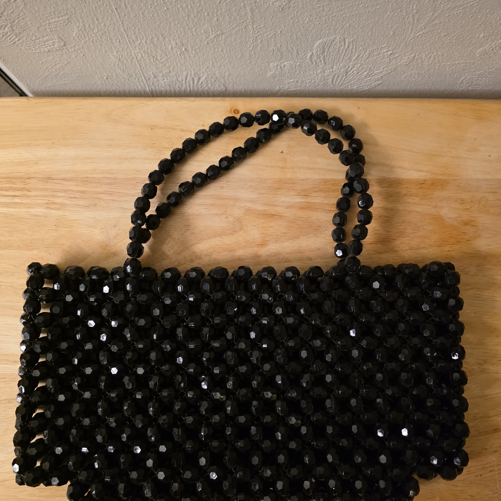 Sassy Jones Vintage Style Box Black Beaded Handbag
